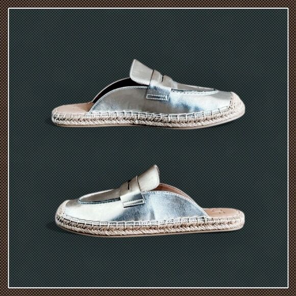 JustFab Ailana Flat Mule Metallic Slip-On Espadrille - Picture 6 of 16